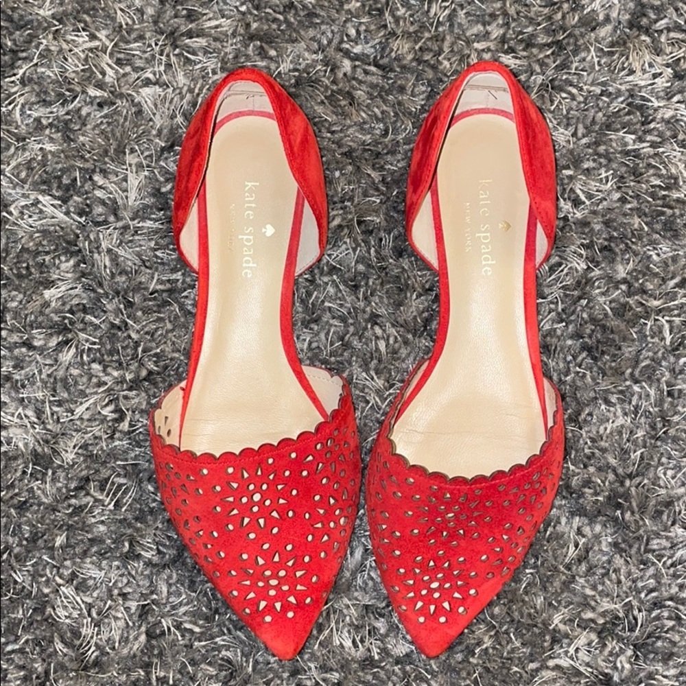 Kate Spade Maraschino Red Cut-Out Pointed Flats